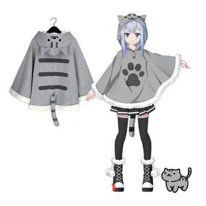 Kawaii Neko Atsume Cat Hoodie with Tail + Cat Gloves (Sold Together as a…